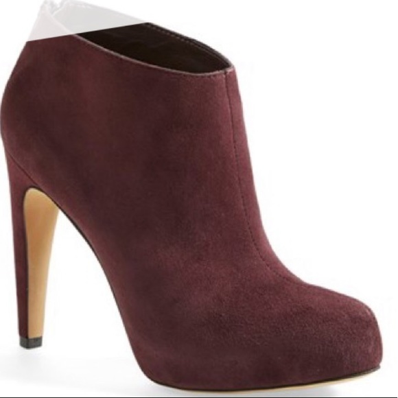 Sam Edelman Keaton burgundy suede platform dress bootie rear zip 9 event chic - Picture 15 of 15